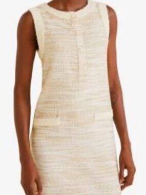 Mango S ecru nude tweed dress like new